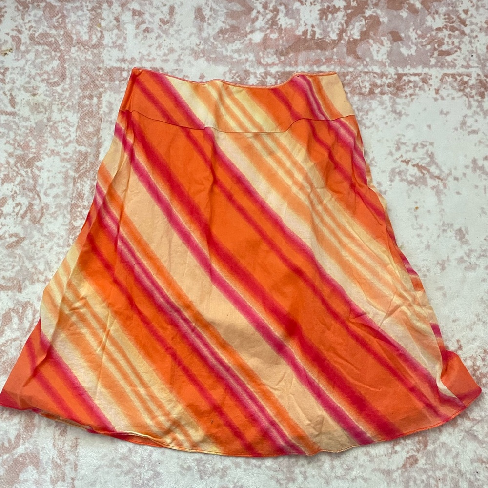 New York & Company Orange and Pink Striped Skirt